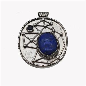 Alloy StarMap Pendant Pave Blue Lapis Antique Silver, approx 13-18mm, 35-40mm [GM23578]
