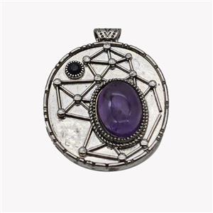 Alloy StarMap Pendant Pave Purple Amethyst Antique Silver, approx 13-18mm, 35-40mm [GM23579]