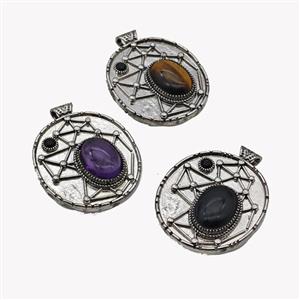 Alloy StarMap Pendant Pave Gemstone Antique Silver Mixed, approx 13-18mm, 35-40mm [GM23580]