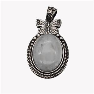 Alloy Butterfly Pendant Pave Clear Quartz Antique Silver, approx 18-25mm, 25-40mm [GM23581]