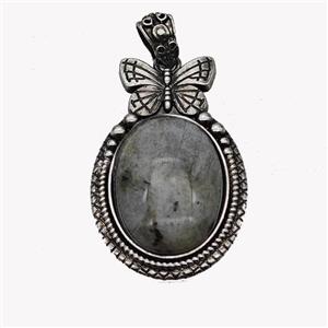 Alloy Butterfly Pendant Pave Labradorite Antique Silver, approx 18-25mm, 25-40mm [GM23586]