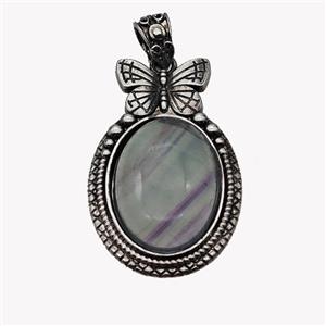 Alloy Butterfly Pendant Pave Fluorite Antique Silver, approx 18-25mm, 25-40mm [GM23587]