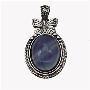 Alloy Butterfly Pendant Pave Fluorite Antique Silver, approx 18-25mm, 25-40mm [GM23588]