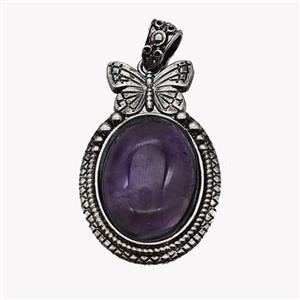 Alloy Butterfly Pendant Pave Amethyst Antique Silver, approx 18-25mm, 25-40mm [GM23589]