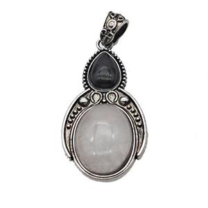 Alloy Penguin Pendant Pave Clear Quartz Antique Silver, approx 15-20mm, 23-40mm [GM23602]