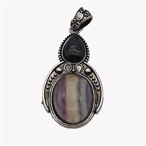 Alloy Penguin Pendant Pave Fluorite Antique Silver, approx 15-20mm, 23-40mm [GM23610]