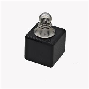 Natural Black Obsidian Perfume Bottle Pendant Cube, approx 12x12mm [GM23634]