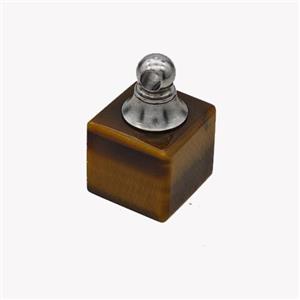 Natural Tiger Eye Stone Perfume Bottle Pendant Cube, approx 12x12mm [GM23636]