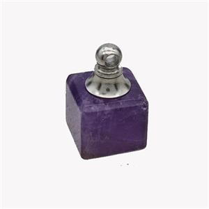 Natural Purple Amethyst Perfume Bottle Pendant Cube, approx 12x12mm [GM23637]