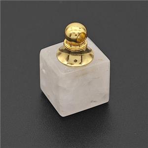 Natural Clear Quartz Perfume Bottle Pendant Cube, approx 12x12mm [GM23639]
