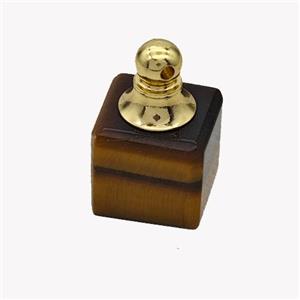 Natural Tiger Eye Stone Perfume Bottle Pendant Cube, approx 12x12mm [GM23643]
