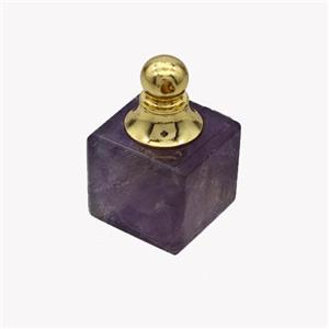 Natural Purple Amethyst Perfume Bottle Pendant Cube, approx 12x12mm [GM23644]