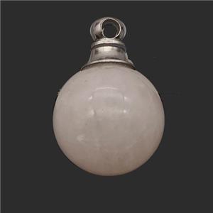 Natural Pink Rose Quartz Perfume Bottle Pendant Sphere, approx 16mm [GM23647]