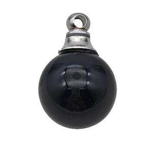 Natural Black Obsidian Perfume Bottle Pendant Sphere, approx 16mm [GM23649]