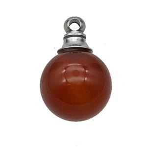 Natural Red Agate Perfume Bottle Pendant Dye Sphere, approx 16mm [GM23651]