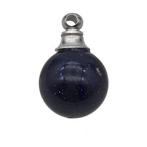 Natural Blue Sandstone Perfume Bottle Pendant Sphere, approx 16mm [GM23653]