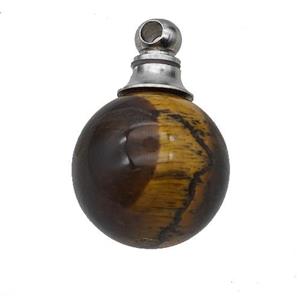 Natural Tiger Eye Stone Perfume Bottle Pendant Sphere, approx 16mm [GM23656]