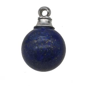 Natural Blue Lapis Lazuli Perfume Bottle Pendant Sphere, approx 16mm [GM23657]