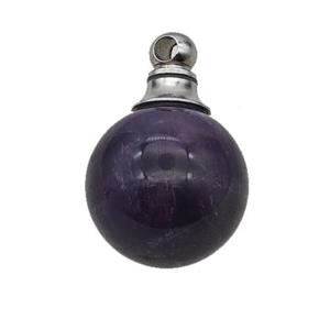 Natural Purple Amethyst Perfume Bottle Pendant Sphere, approx 16mm [GM23658]