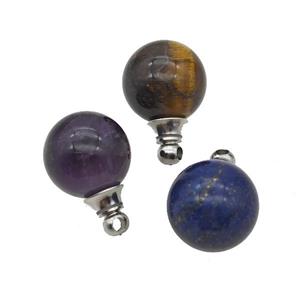Natural Gemstone Perfume Bottle Pendant Sphere Mixed, approx 16mm [GM23659]