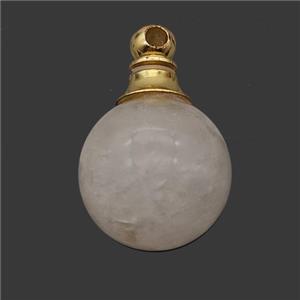 Natural Clear Quartz Perfume Bottle Pendant Sphere, approx 16mm [GM23660]