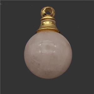 Natural Pink Rose Quartz Perfume Bottle Pendant Sphere, approx 16mm [GM23661]
