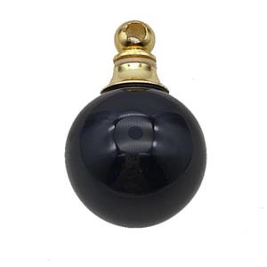 Natural Black Obsidian Perfume Bottle Pendant Sphere, approx 16mm [GM23663]