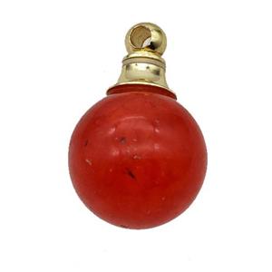 Red Dye Jade Perfume Bottle Pendant Sphere, approx 16mm [GM23664]