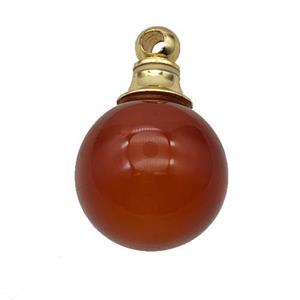 Natural Red Agate Perfume Bottle Pendant Sphere, approx 16mm [GM23665]