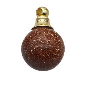 Natural Golden Sandstone Perfume Bottle Pendant Sphere, approx 16mm [GM23666]