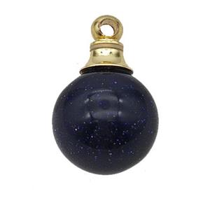 Natural Blue Sandstone Perfume Bottle Pendant Sphere, approx 16mm [GM23667]