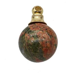 Natural Unakite Perfume Bottle Pendant Sphere, approx 16mm [GM23668]