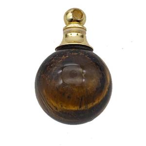 Natural Tiger Eye Stone Perfume Bottle Pendant Sphere, approx 16mm [GM23670]