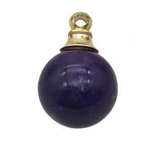 Natural Purple Amethyst Perfume Bottle Pendant Sphere, approx 16mm [GM23672]