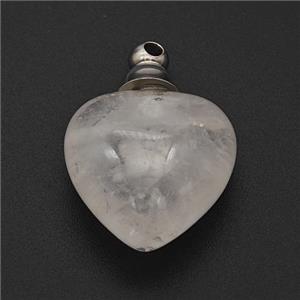 Natural Clear Quartz Perfume Bottle Pendant Heart, approx 20mm [GM23674]