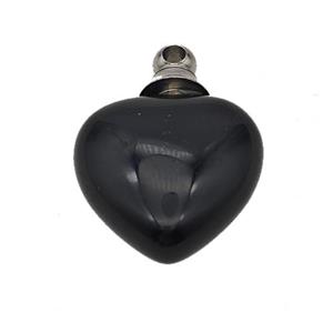 Natural Black Obsidian Perfume Bottle Pendant Heart, approx 20mm [GM23676]