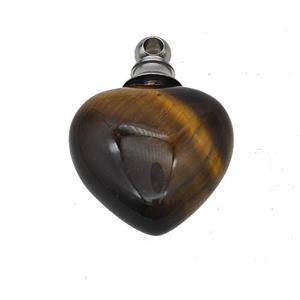 Natural Tiger Eye Stone Perfume Bottle Pendant Heart, approx 20mm [GM23678]