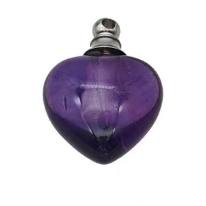Natural Purple Amethyst Perfume Bottle Pendant Heart, approx 20mm [GM23679]