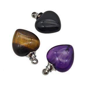 Natural Gemstone Perfume Bottle Pendant Heart Mixed, approx 20mm [GM23680]