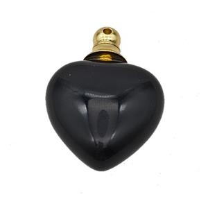 Natural Black Obsidian Perfume Bottle Pendant Heart, approx 20mm [GM23683]