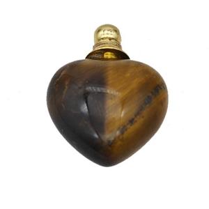 Natural Tiger Eye Stone Perfume Bottle Pendant Heart, approx 20mm [GM23685]