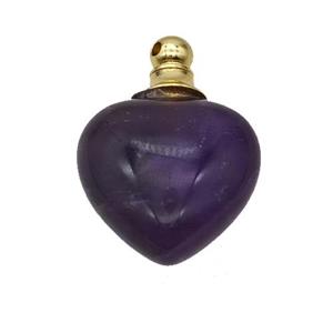 Natural Purple Amethyst Perfume Bottle Pendant Heart, approx 20mm [GM23686]