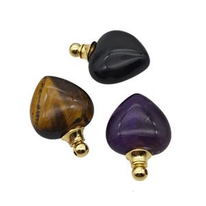 Natural Gemstone Perfume Bottle Pendant Heart Mixed, approx 20mm [GM23687]
