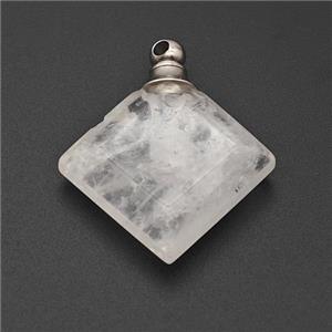Natural Clear Quartz Perfume Bottle Pendant Square, approx 27mm [GM23702]