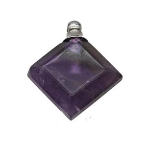 Natural Purple Amethyst Perfume Bottle Pendant Square, approx 27mm [GM23707]
