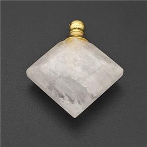 Natural Clear Quartz Perfume Bottle Pendant Square, approx 27mm [GM23709]