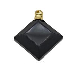 Natural Black Obsidian Perfume Bottle Pendant Square, approx 27mm [GM23711]