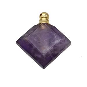 Natural Purple Amethyst Perfume Bottle Pendant Square, approx 27mm [GM23714]
