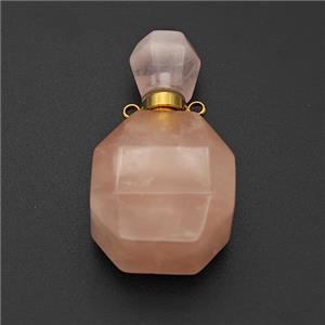 Natural Pink Rose Quartz Perfume Bottle Pendant, approx 20-35mm [GM23717]