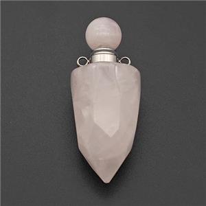 Natural Pink Rose Quartz Perfume Bottle Pendant Bullet, approx 16-40mm [GM23727]